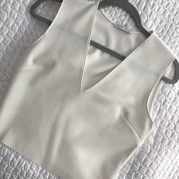 Zara deep V White Crop - Picture 3 of 4